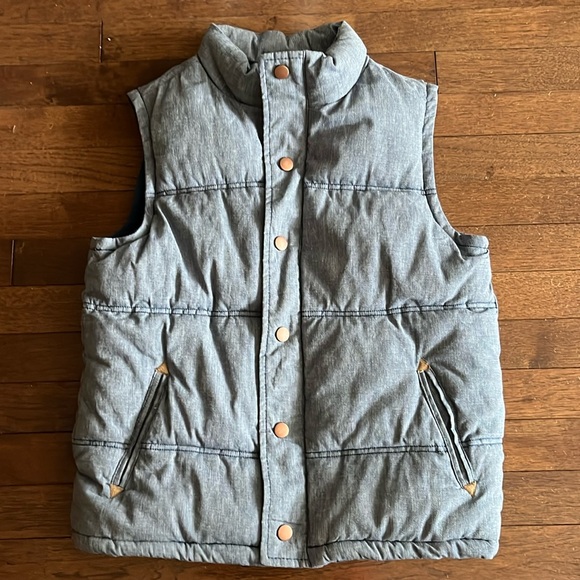 Demin Blue Boys Puffer Vest - Picture 1 of 11
